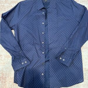 Express Men's Navy Geometric Button Down Shirt